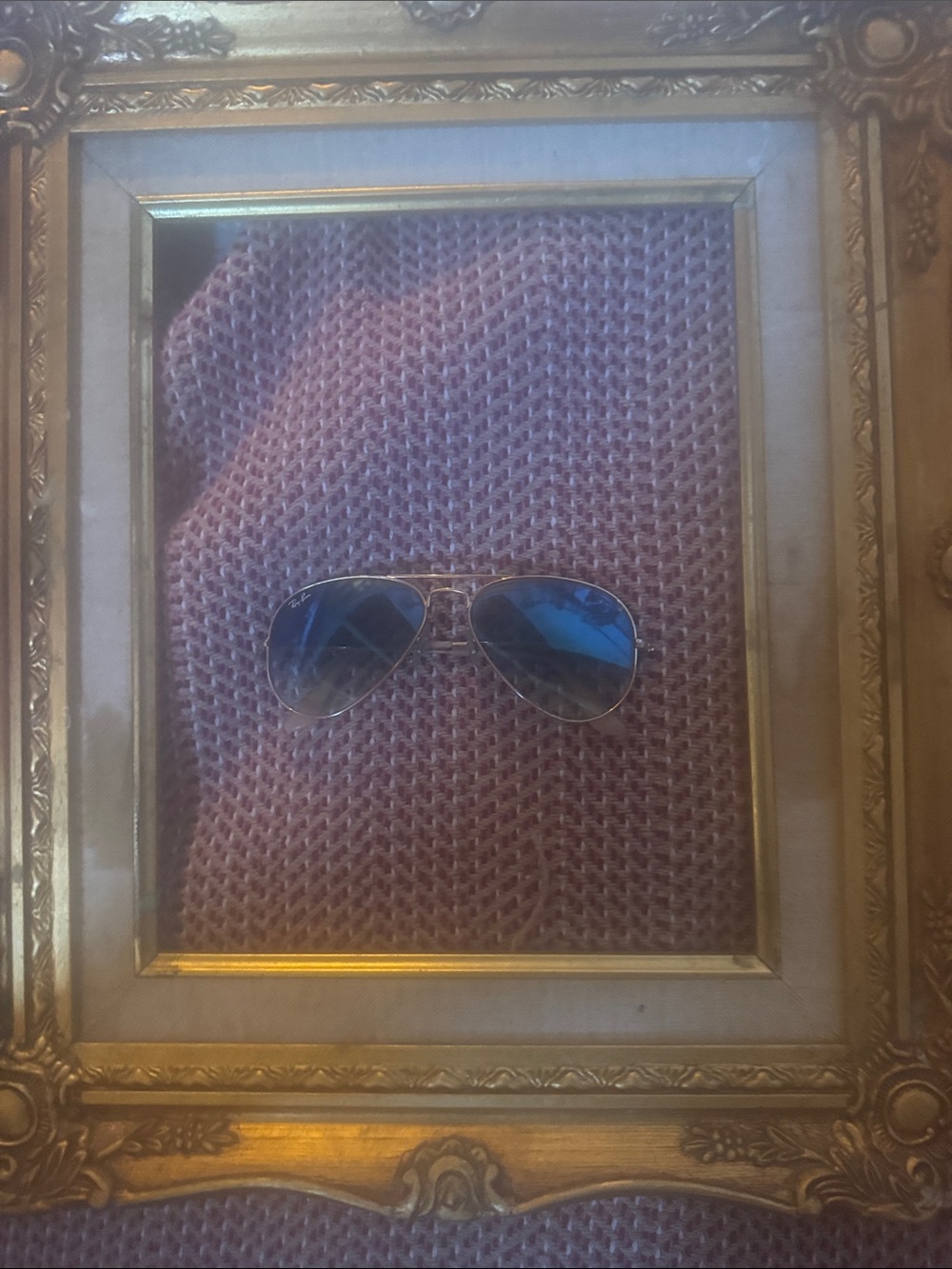 Ray-Ban Gold Frame Sunglasses with Blue Lenses